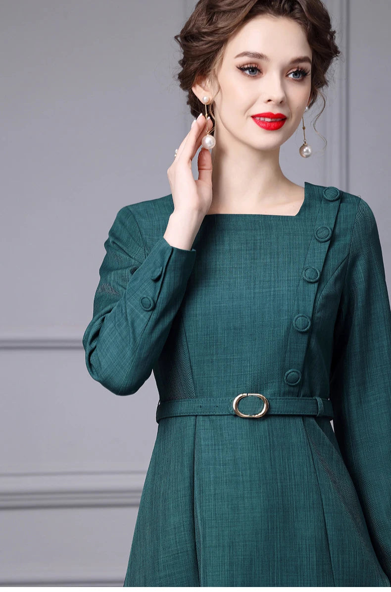 DRESS STYLE - SY378-Midi Dress-onlinemarkat-green-XS - US 2-onlinemarkat
