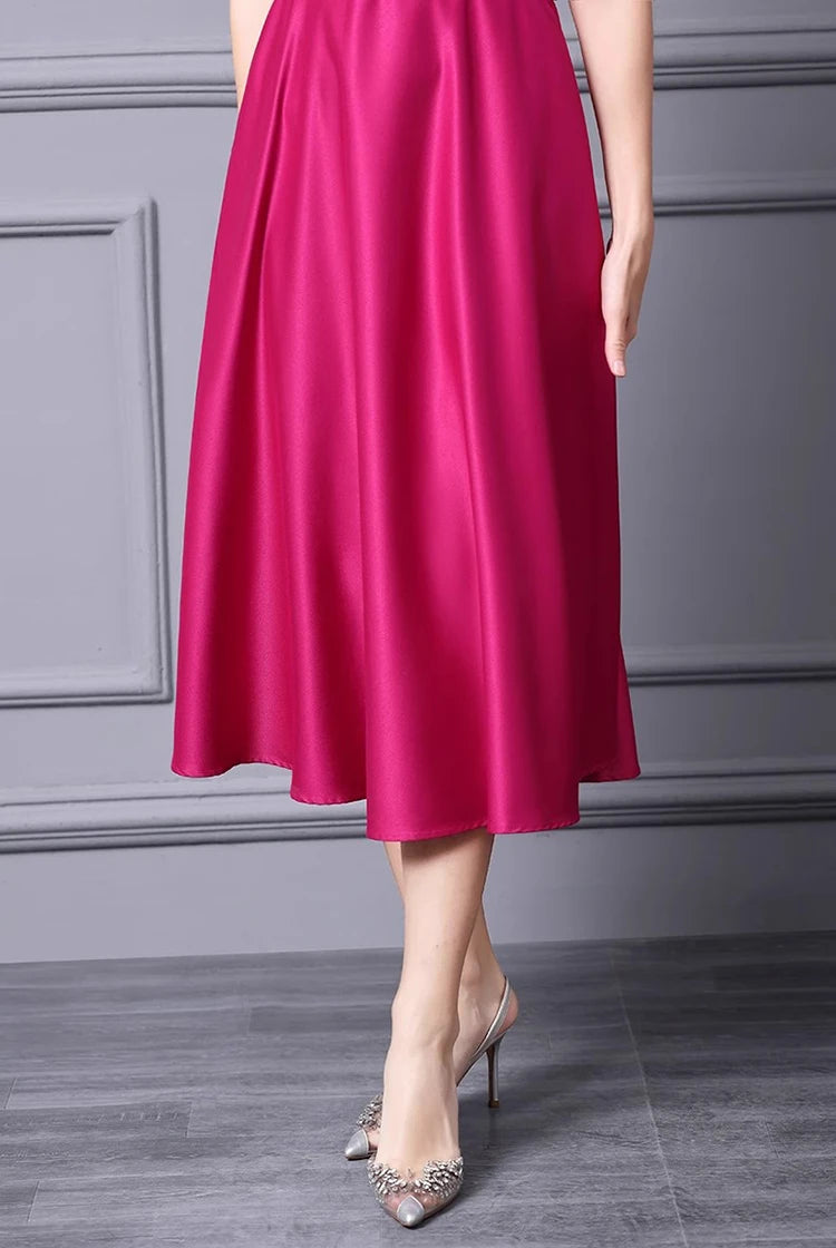DRESS STYLE - SY597-Midi Dress-onlinemarkat-Rose Red-XS - US 2-onlinemarkat