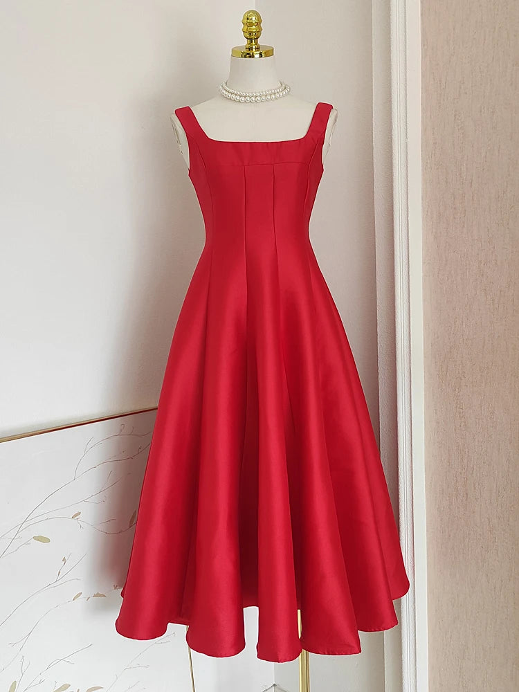 DRESS STYLE - SY682-Midi Dress-onlinemarkat-red-S - US 4-onlinemarkat