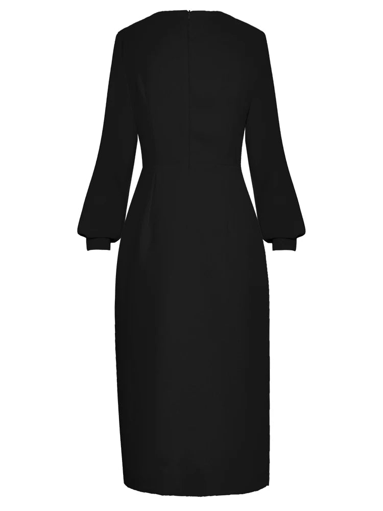 DRESS STYLE - NY3216-Midi Dress-onlinemarkat-Black-XS - US 2-onlinemarkat
