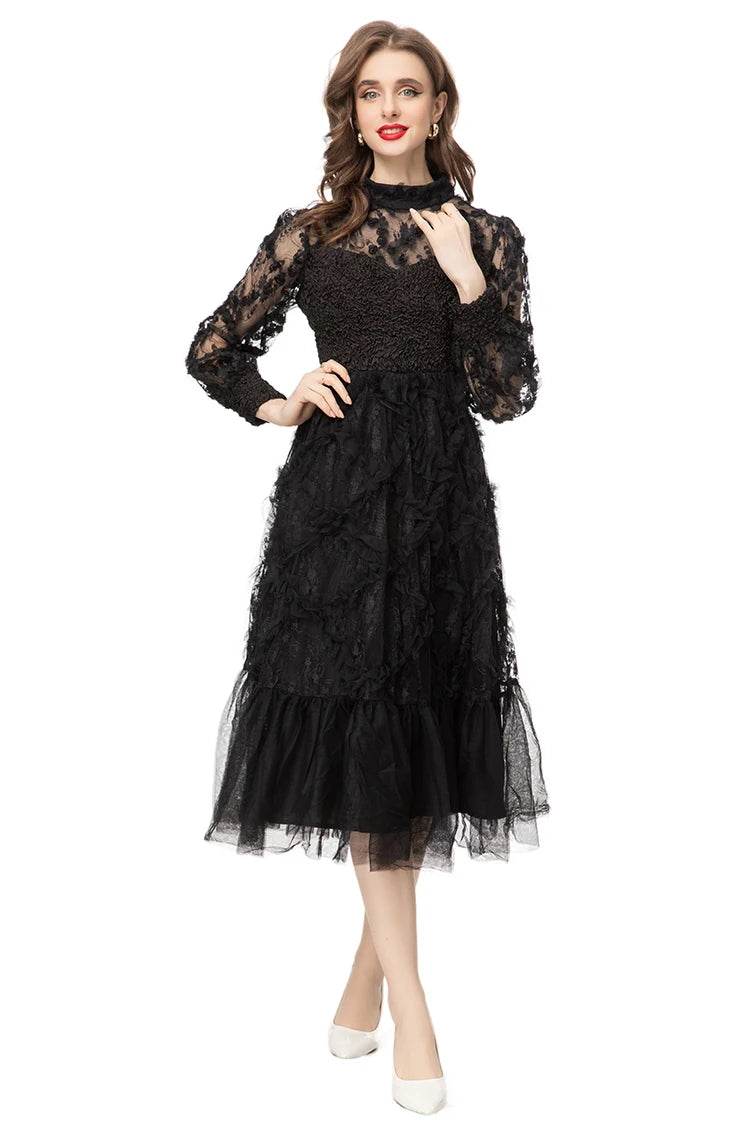 DRESS STYLE - SO254-Midi Dress-onlinemarkat-black-XS - US 2-onlinemarkat