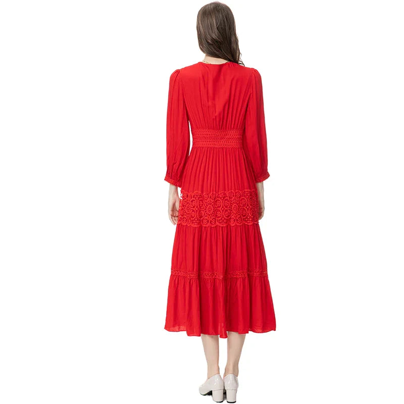 DRESS STYLE - SY593-Midi Dress-onlinemarkat-Red-XS - US 2-onlinemarkat