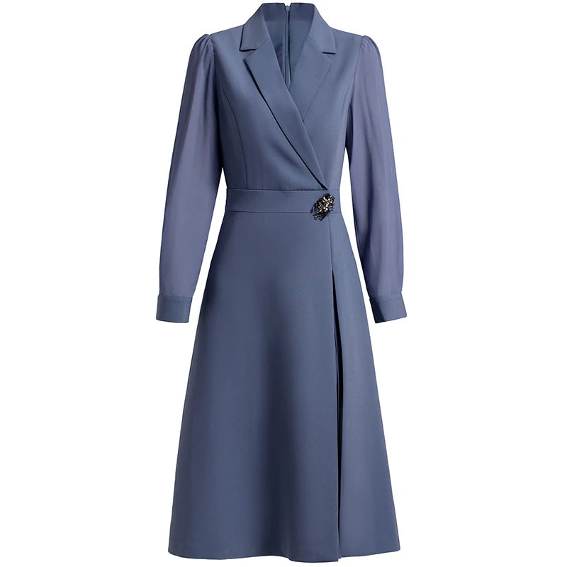 DRESS STYLE - SY601-Midi Dress-onlinemarkat-Blue-S - US 4-onlinemarkat