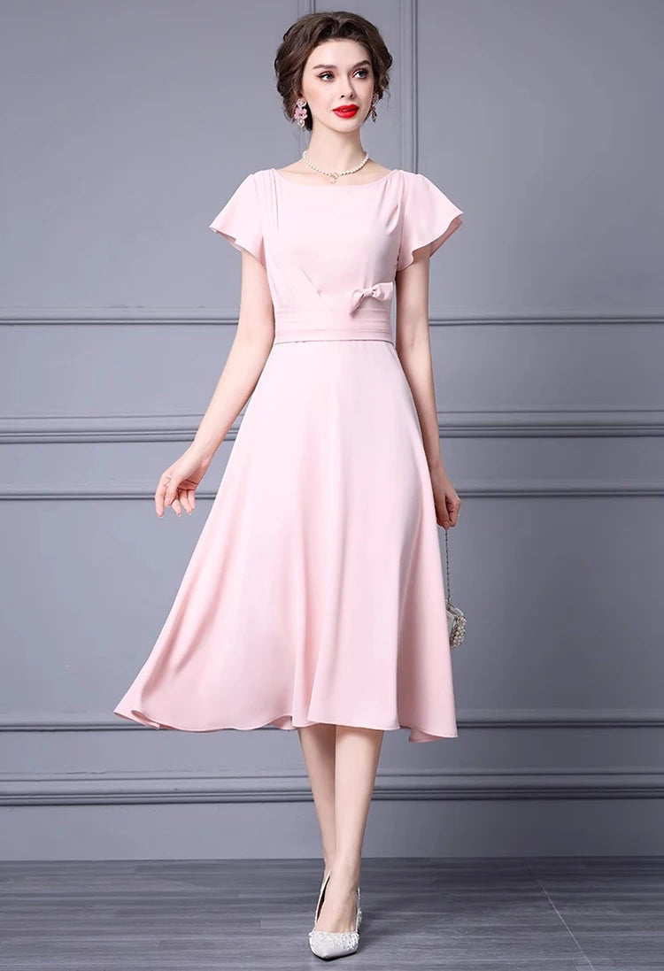 DRESS STYLE - SY957-Midi Dress-onlinemarkat-Pink-XS - US 2-onlinemarkat