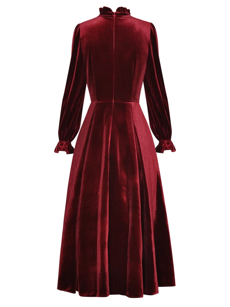 DRESS STYLE - NY3317-Midi Dress-onlinemarkat-Claret-XS - US 2-onlinemarkat