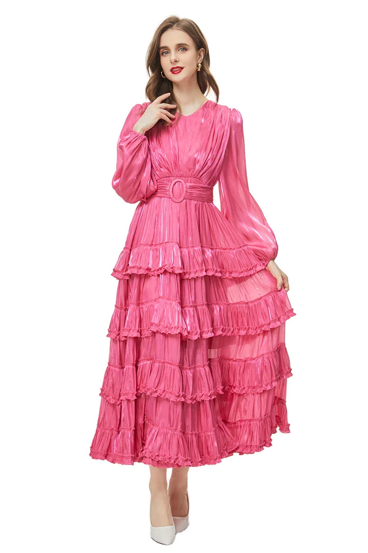 DRESS STYLE - NY3350-Midi Dress-onlinemarkat-Rose Red-XS - US 2-onlinemarkat