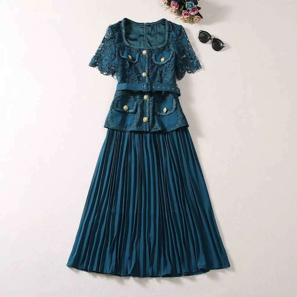 DRESS STYLE - SY361-Midi Dress-onlinemarkat-Blue-XS - US 2-onlinemarkat