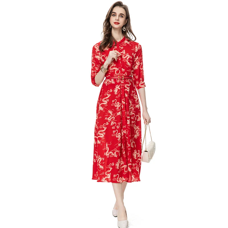 DRESS STYLE - SY577-Midi Dress-onlinemarkat-Red-XS - US 2-onlinemarkat