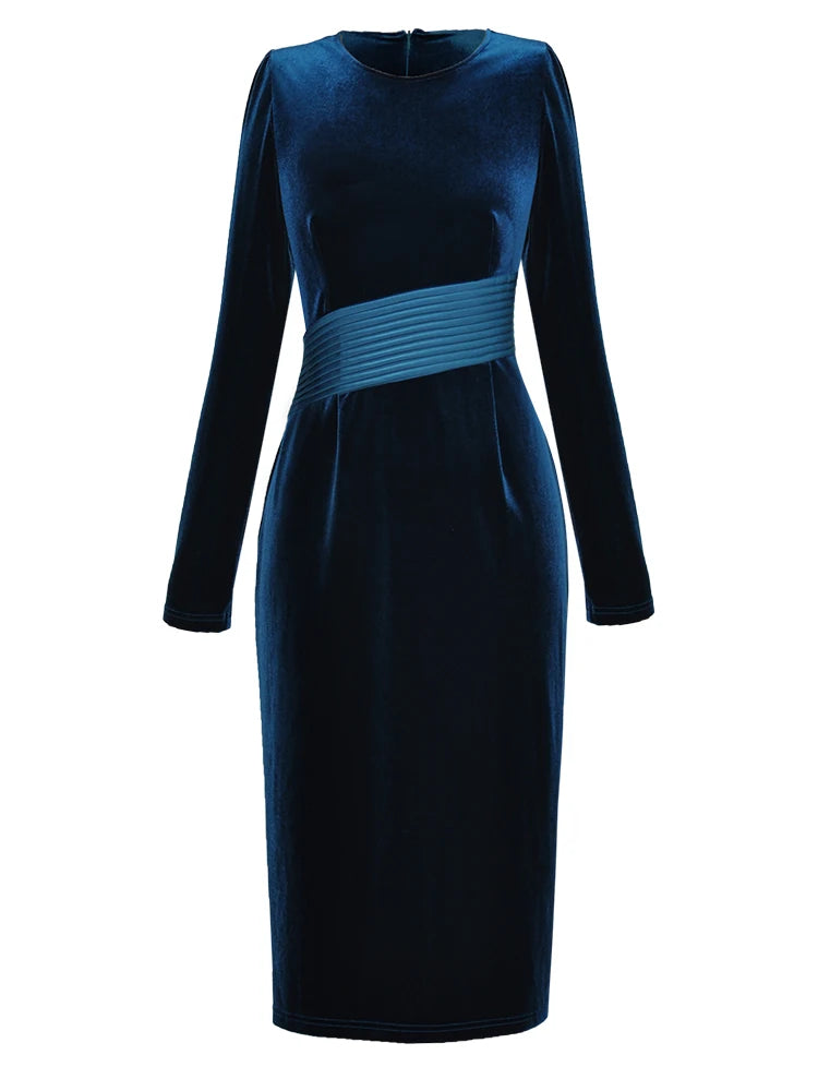 DRESS STYLE - NY3207-Midi Dress-onlinemarkat-Lake Blue-XS - US 2-onlinemarkat