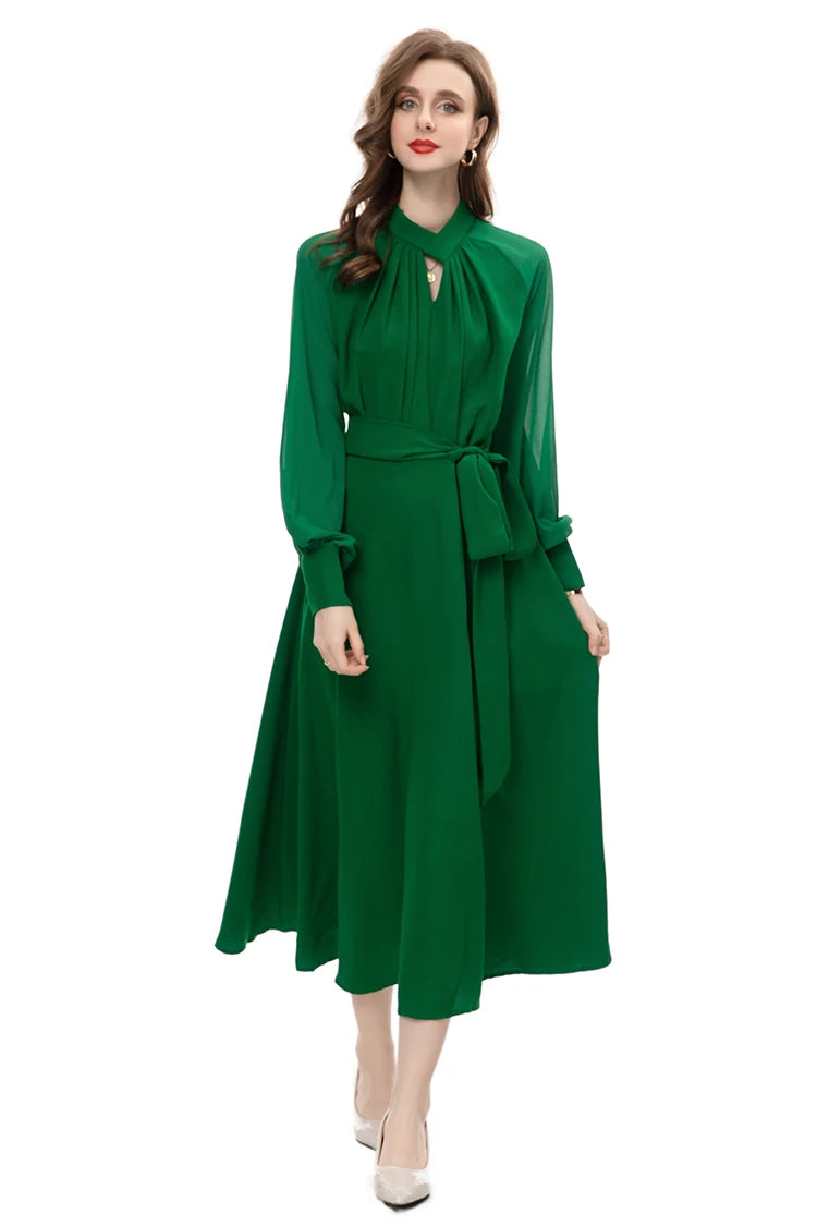 DRESS STYLE - NY3418-Midi Dress-onlinemarkat-green-XS - US 2-onlinemarkat
