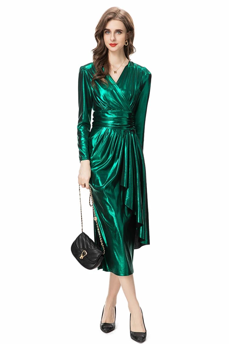 DRESS STYLE - NY3121-Midi Dress-onlinemarkat-Green-XS - US 2-onlinemarkat