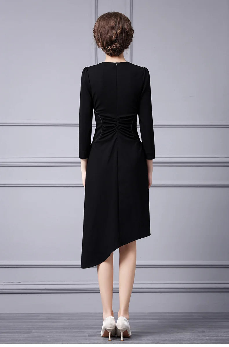 DRESS STYLE - NY3276-Midi Dress-onlinemarkat-black-XS - US 2-onlinemarkat
