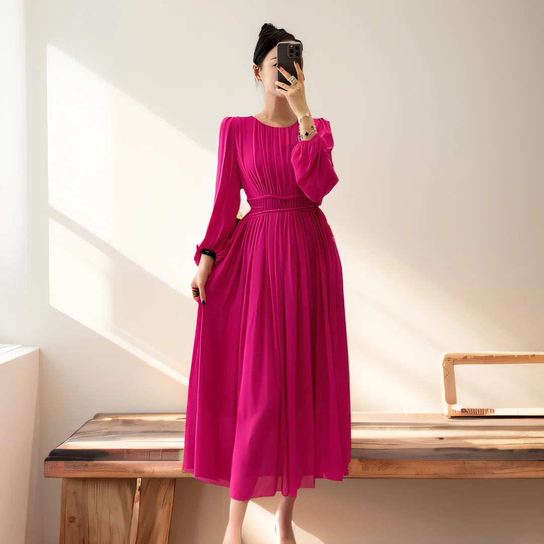 DRESS STYLE - SY683-Midi Dress-onlinemarkat-Rose red-XS - US 2-onlinemarkat