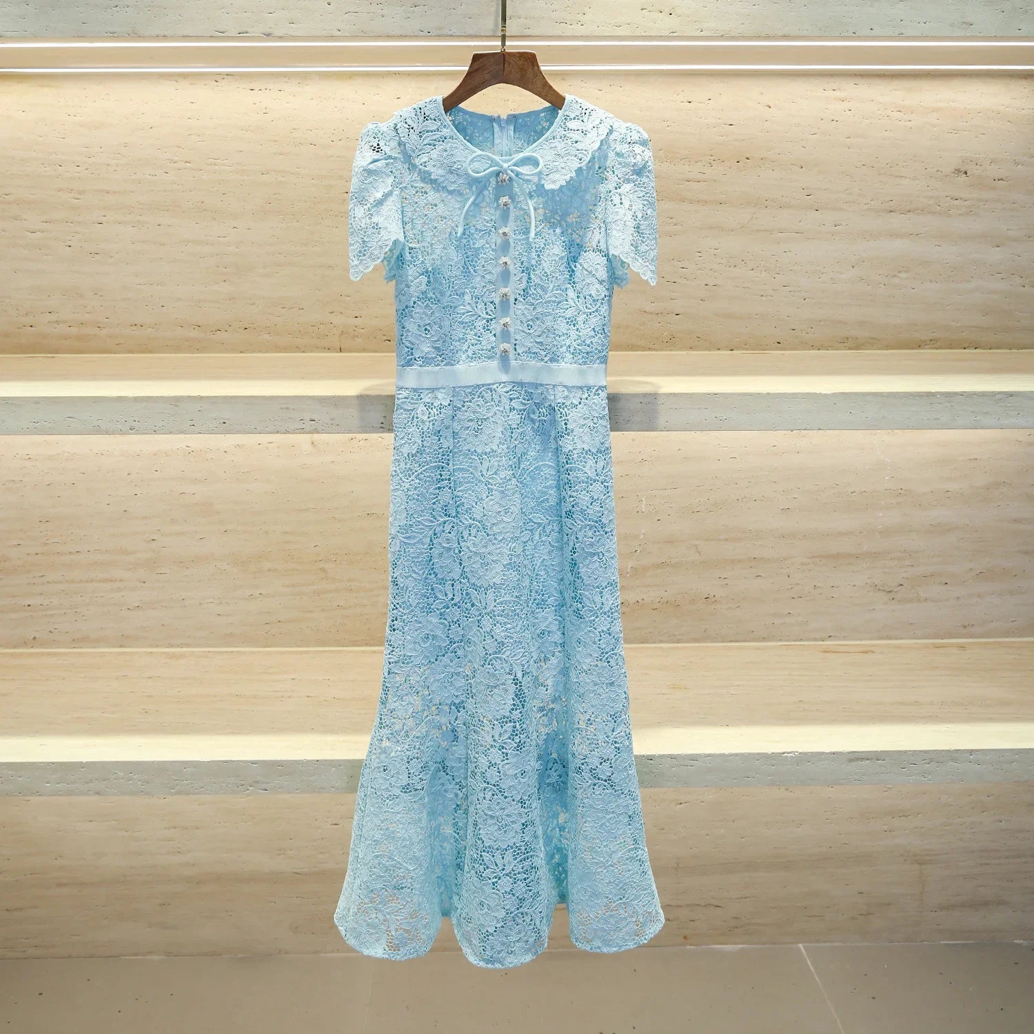 DRESS STYLE - SY493-Midi Dress-onlinemarkat-Blue-XS - US 2-onlinemarkat