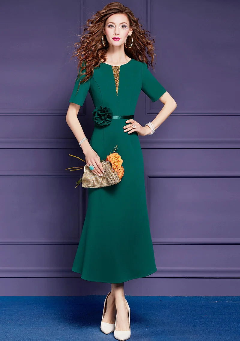 DRESS STYLE - SY768-Midi Dress-onlinemarkat-green-XS - US 2-onlinemarkat