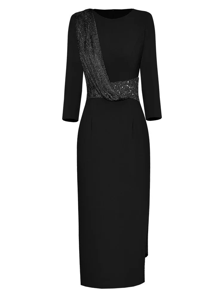 DRESS STYLE - SY369-Midi Dress-onlinemarkat-Black-XS - US 2-onlinemarkat