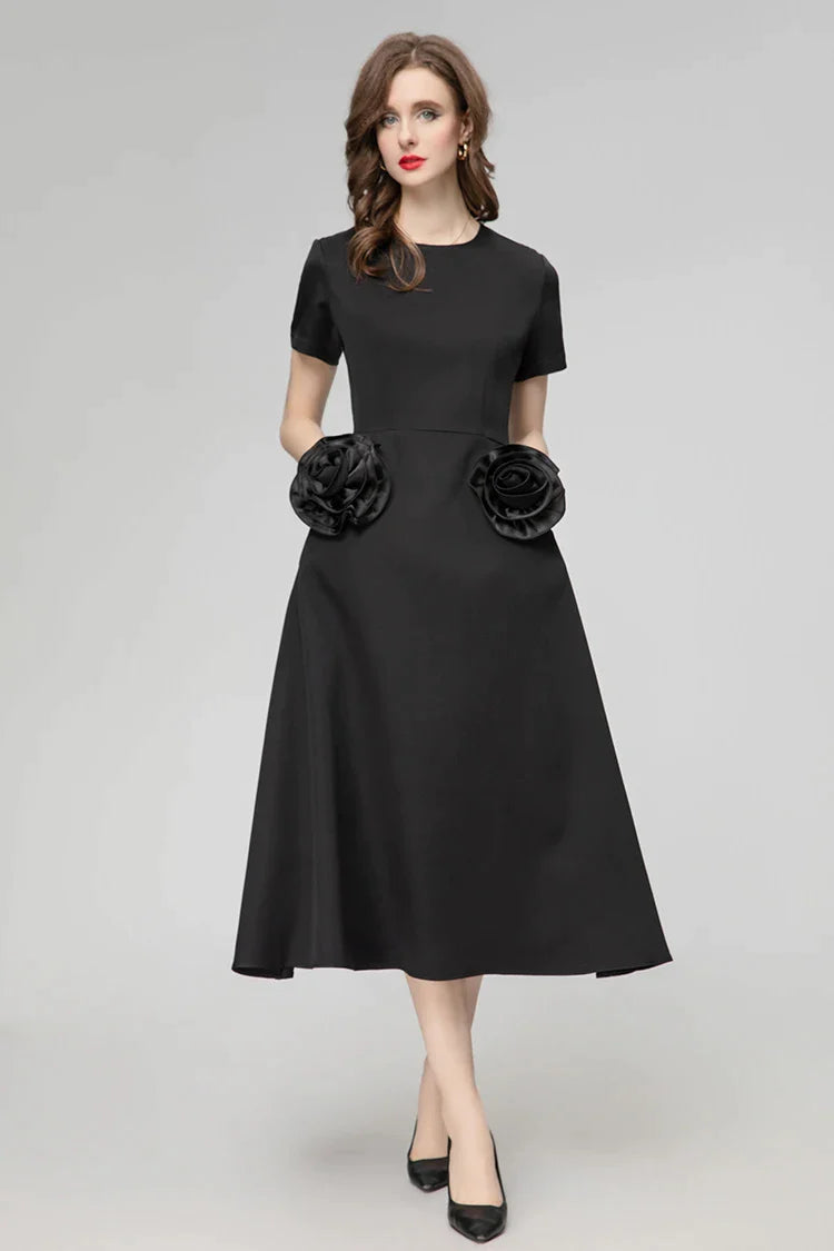 DRESS STYLE - SY333-Midi Dress-onlinemarkat-Black-XS - US 2-onlinemarkat