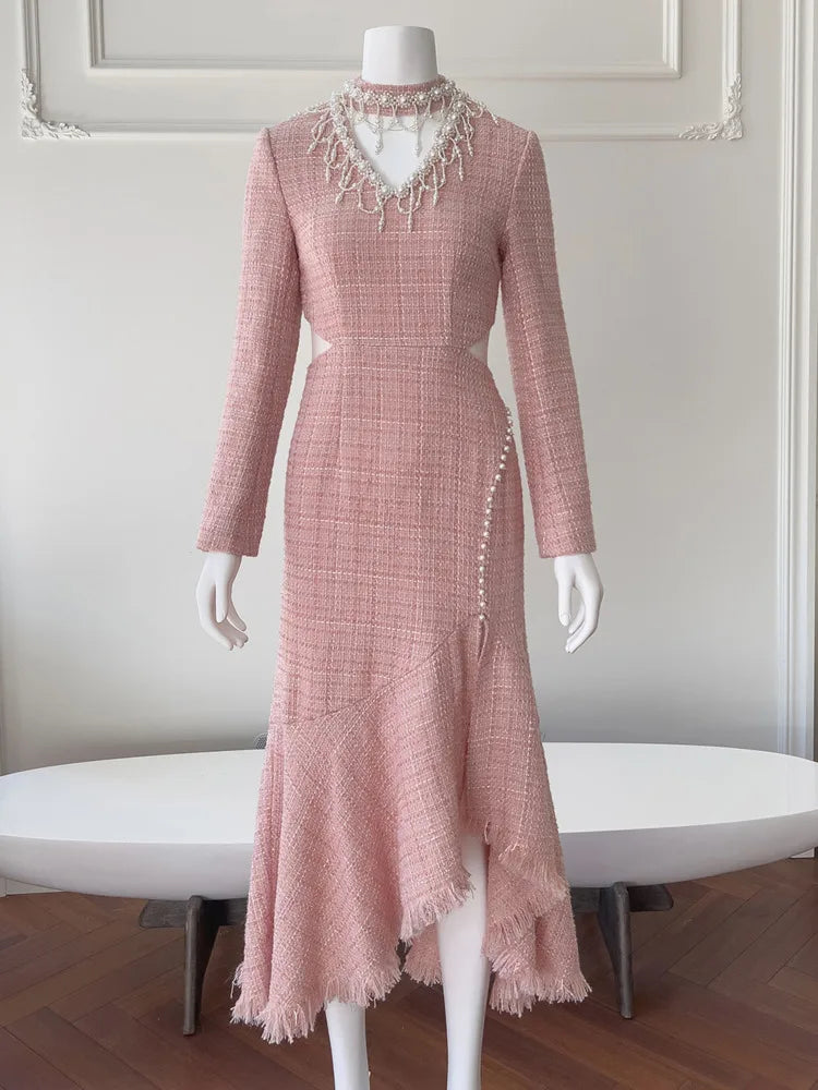 DRESS STYLE - SO267-Midi Dress-onlinemarkat-Pink-XS - US 2-onlinemarkat