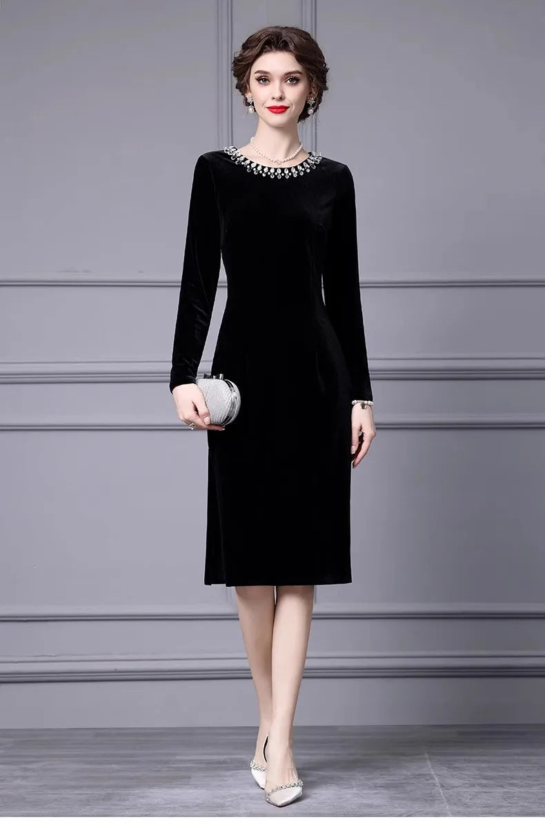 DRESS STYLE - SY392-Midi Dress-onlinemarkat-black-XS - US 2-onlinemarkat