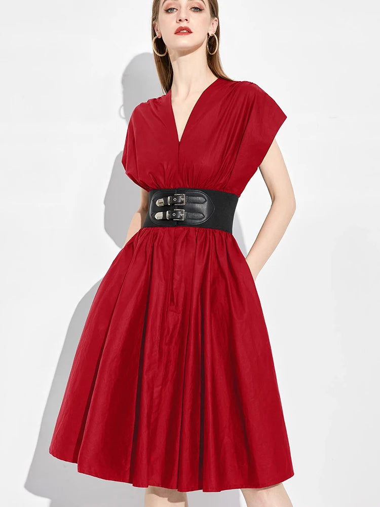 DRESS STYLE - SY775-Midi Dress-onlinemarkat-red-XS - US 2-onlinemarkat