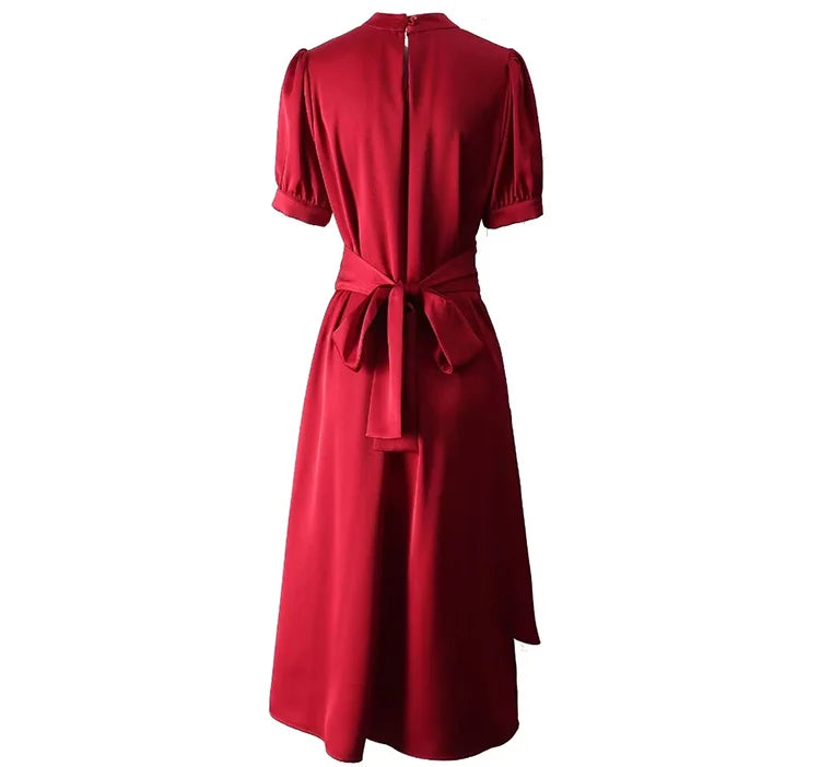 DRESS STYLE - SY868-Midi Dress-onlinemarkat-Red-S - US 4-onlinemarkat
