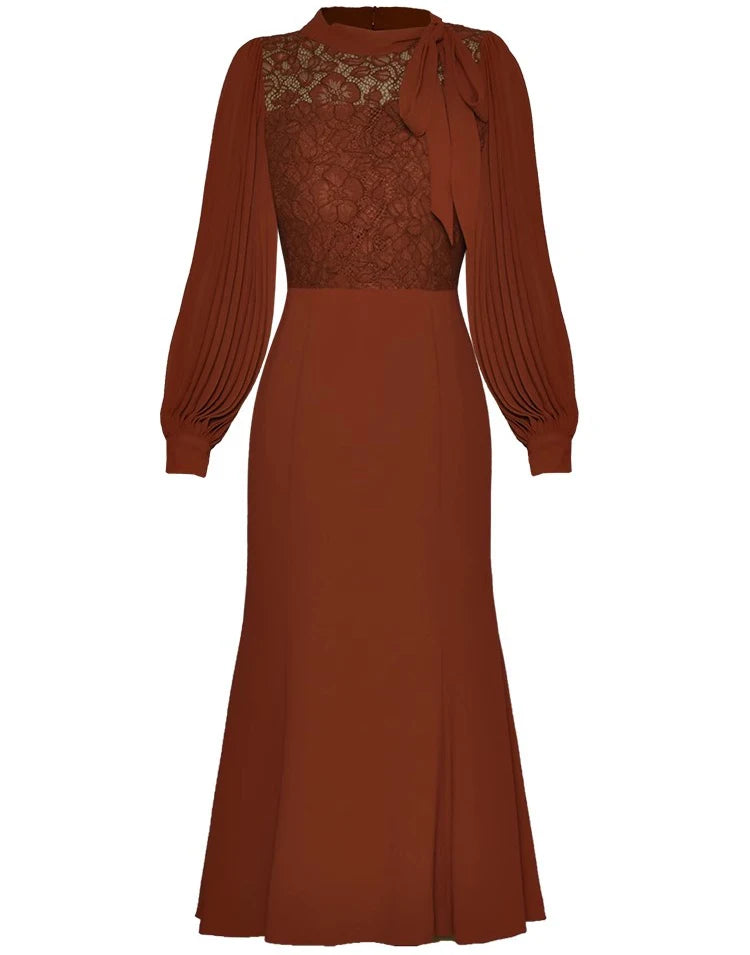 DRESS STYLE - SY518-Midi Dress-onlinemarkat-Brown-XS - US 2-onlinemarkat