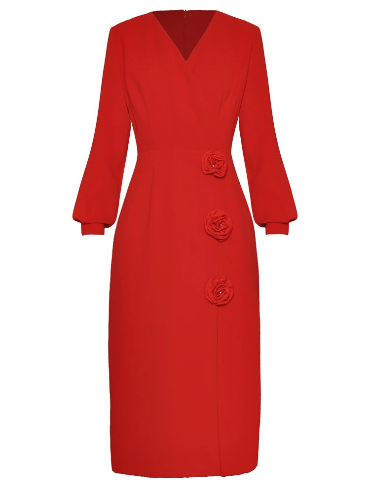 DRESS STYLE - NY3216-Midi Dress-onlinemarkat-Red-XS - US 2-onlinemarkat