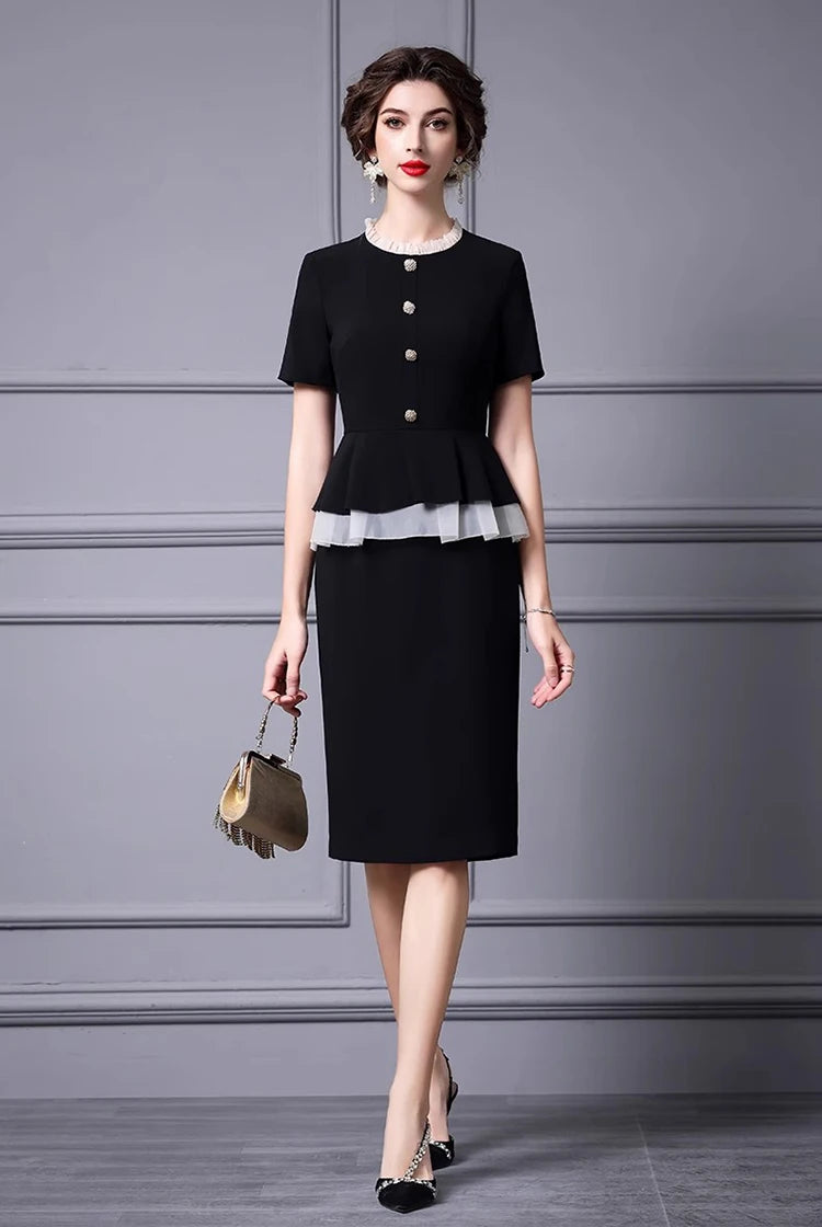 DRESS STYLE - SY745-Midi Dress-onlinemarkat-Black-S - US 4-onlinemarkat