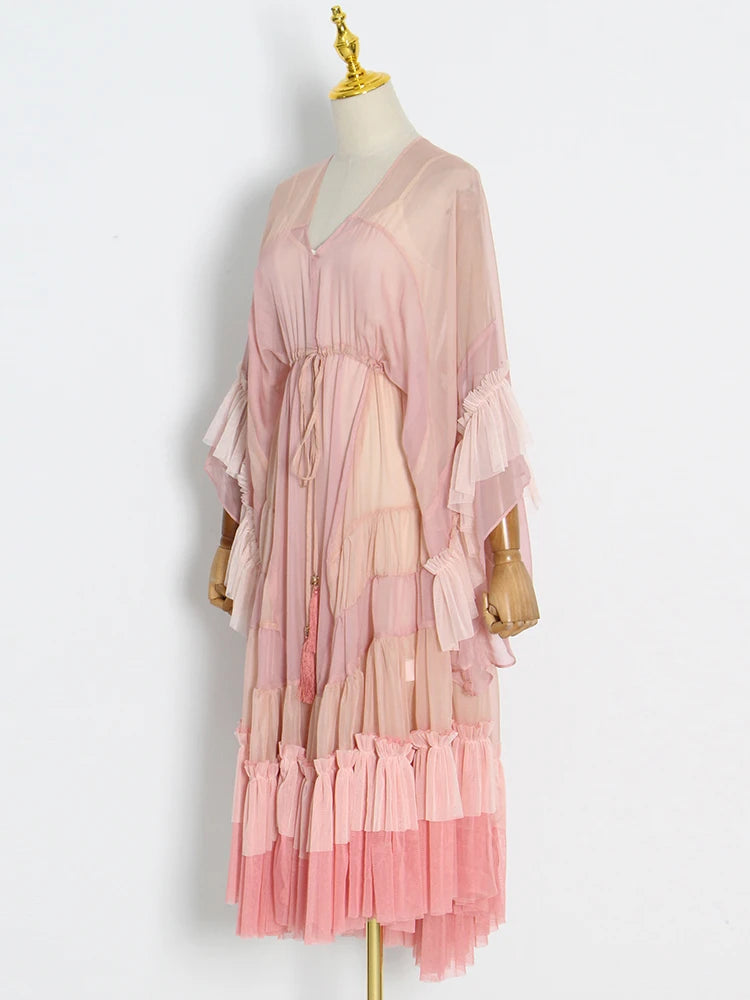 DRESS STYLE - SY414-Midi Dress-onlinemarkat-Pink-S - US 4-onlinemarkat