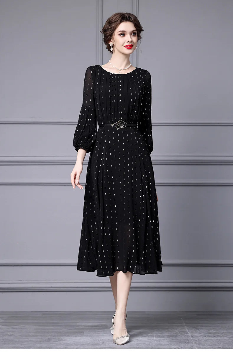 DRESS STYLE - SY370-Midi Dress-onlinemarkat-Black-XS - US 2-onlinemarkat