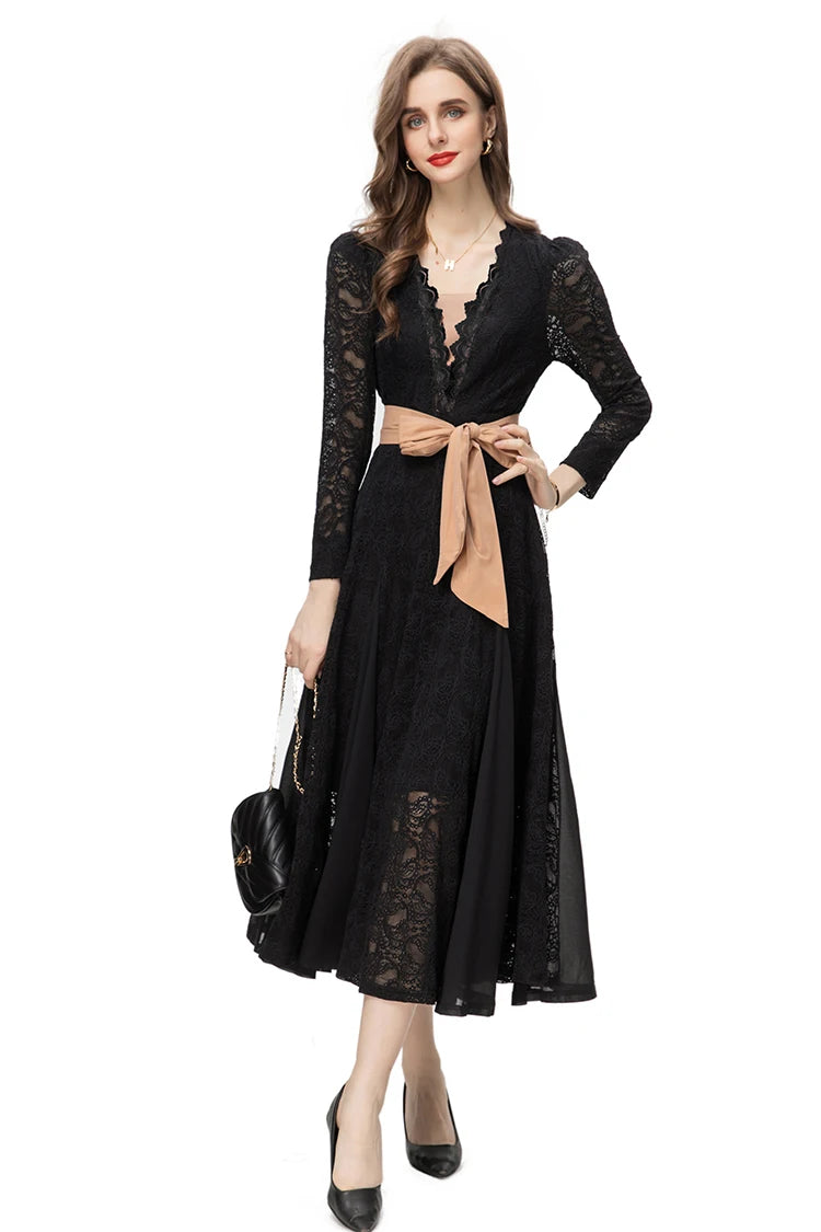 DRESS STYLE - NY3183-Midi Dress-onlinemarkat-Black-XS - US 2-onlinemarkat
