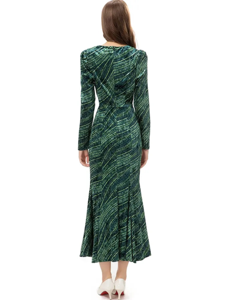 DRESS STYLE - NY3034-Midi Dress-onlinemarkat-Green-XS - US 2-onlinemarkat