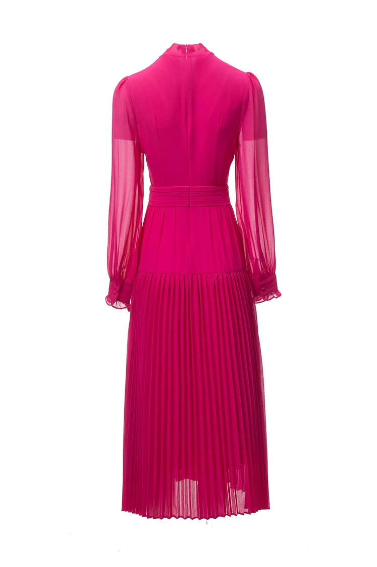 DRESS STYLE - NY3394-Midi Dress-onlinemarkat-Rose Red-XS - US 2-onlinemarkat