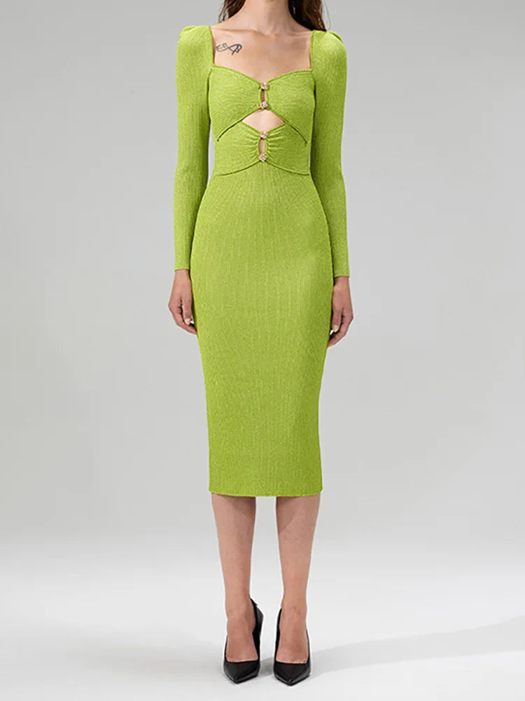 DRESS STYLE - NY3362-Midi Dress-onlinemarkat-Fruit Green-XS - US 2-onlinemarkat