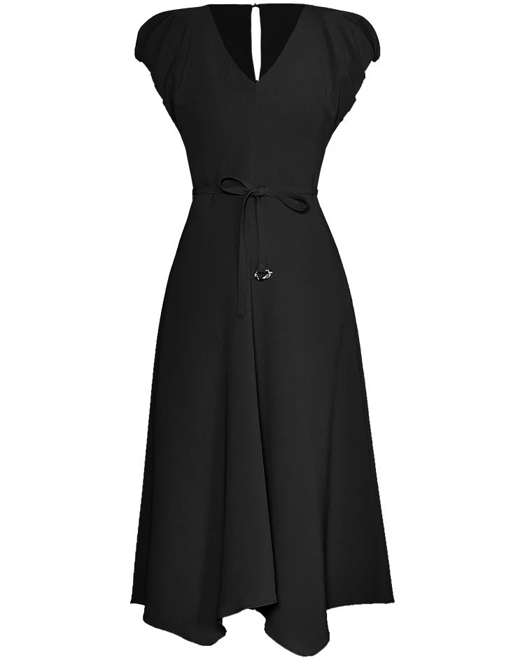 DRESS STYLE - SY736-Midi Dress-onlinemarkat-Black-XS - US 2-onlinemarkat