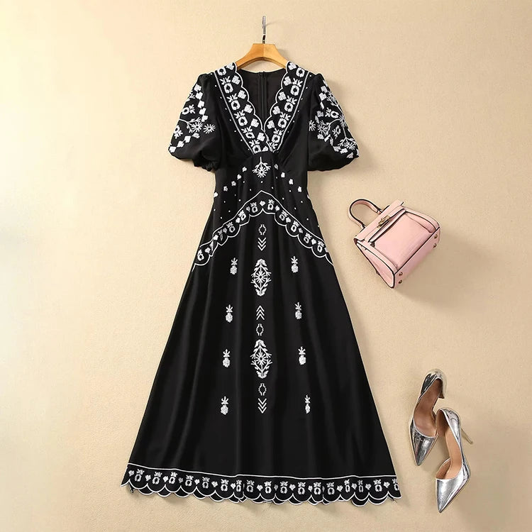 DRESS STYLE - NY3346-Midi Dress-onlinemarkat-black-XS - US 2-onlinemarkat