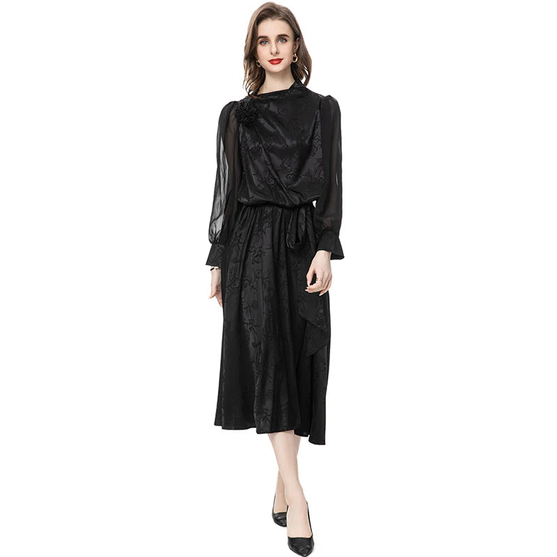 DRESS STYLE - SY552-Midi Dress-onlinemarkat-Black-XS - US 2-onlinemarkat