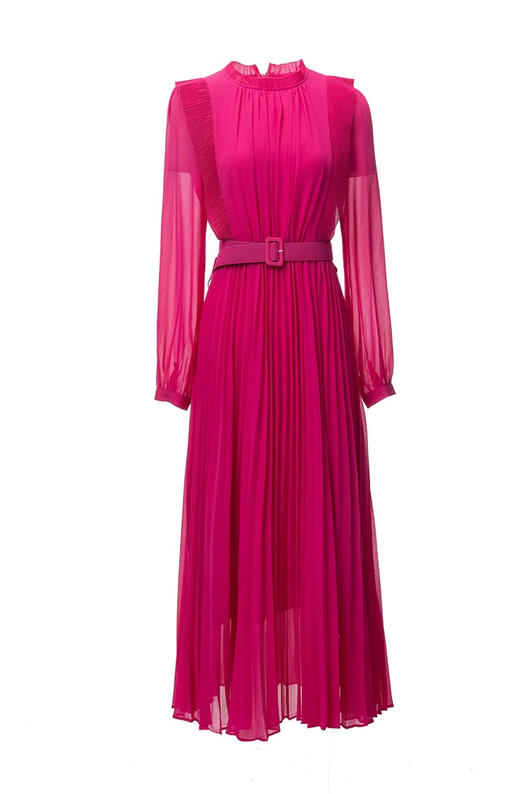 DRESS STYLE - NY3396-Midi Dress-onlinemarkat-Rose Red-XS - US 2-onlinemarkat