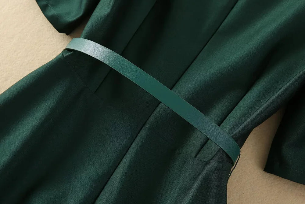 DRESS STYLE - SY341-Midi Dress-onlinemarkat-Dark Green-XS - US 2-onlinemarkat