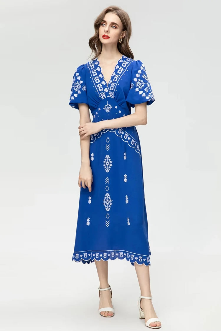 DRESS STYLE - NY3346-Midi Dress-onlinemarkat-Blue-XS - US 2-onlinemarkat