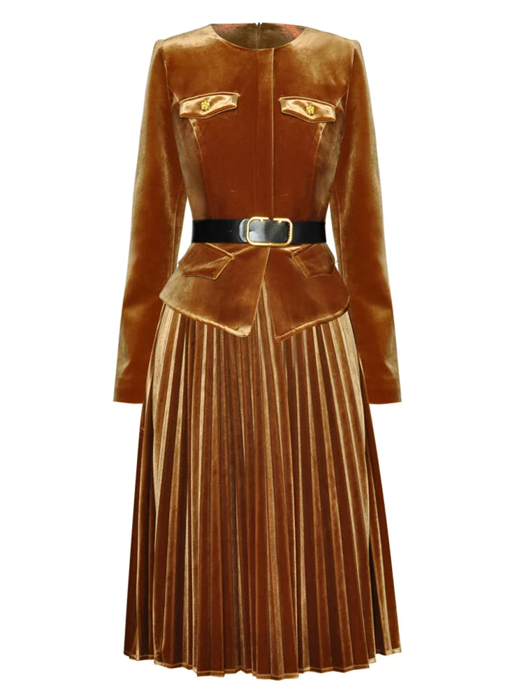 DRESS STYLE - NY3297-Midi Dress-onlinemarkat-XS - US 2-Light Brown-onlinemarkat