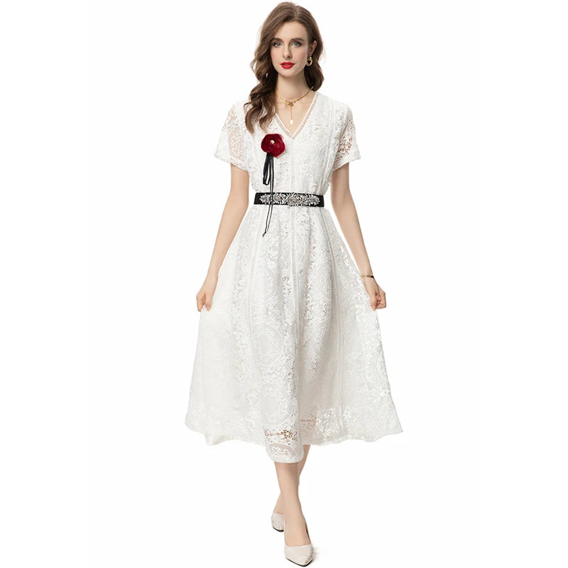 DRESS STYLE - SY825-Midi Dress-onlinemarkat-WHITE-XS - US 2-onlinemarkat