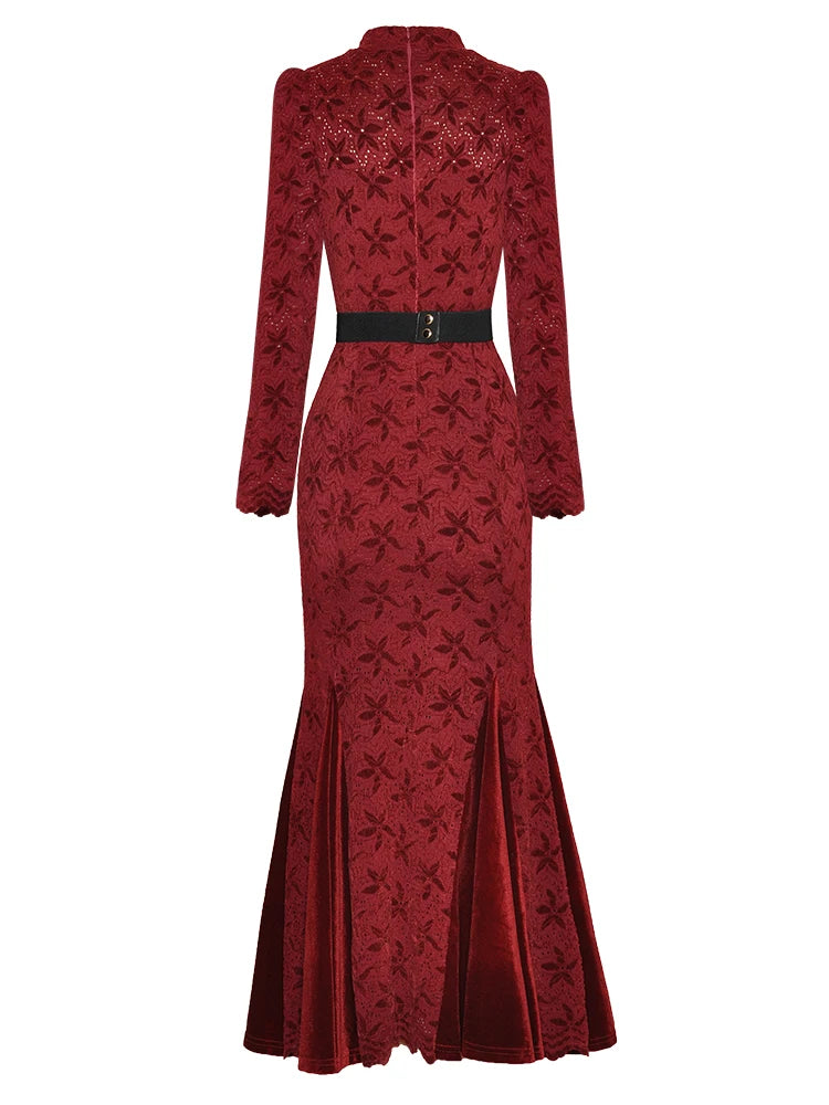 DRESS STYLE - NY3315-Midi Dress-onlinemarkat-Claret-XS - US 2-onlinemarkat