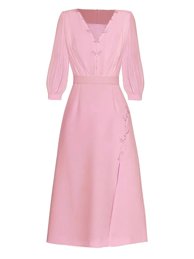 DRESS STYLE - SY729-Midi Dress-onlinemarkat-Pink-XS - US 2-onlinemarkat
