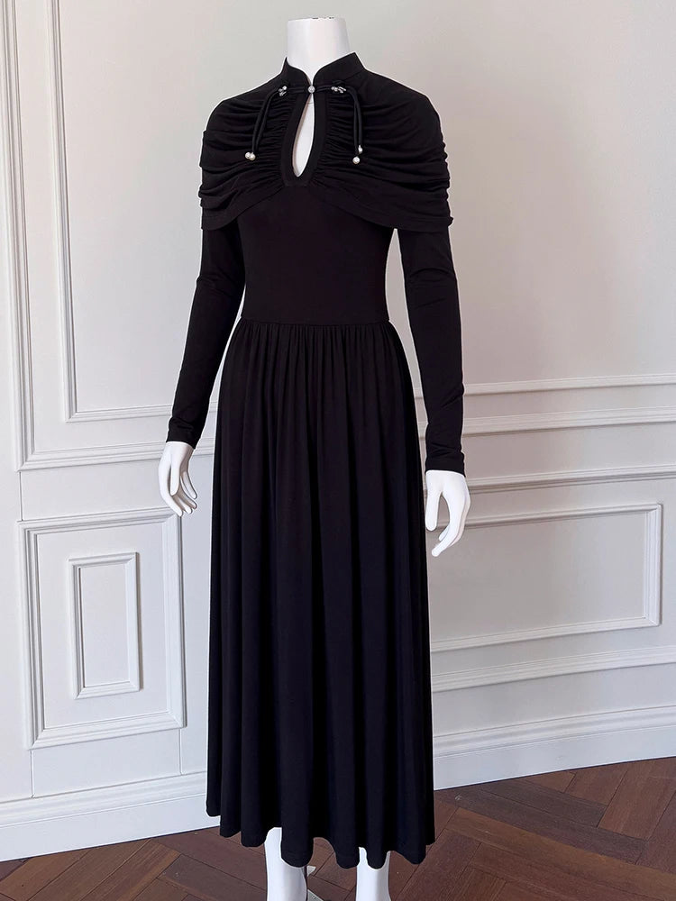 DRESS STYLE - SO274-Midi Dress-onlinemarkat-Black-XS - US 2-onlinemarkat