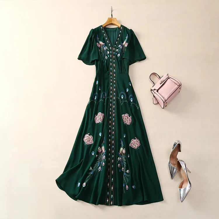 DRESS STYLE - NY3355-Midi Dress-onlinemarkat-Green-XS - US 2-onlinemarkat
