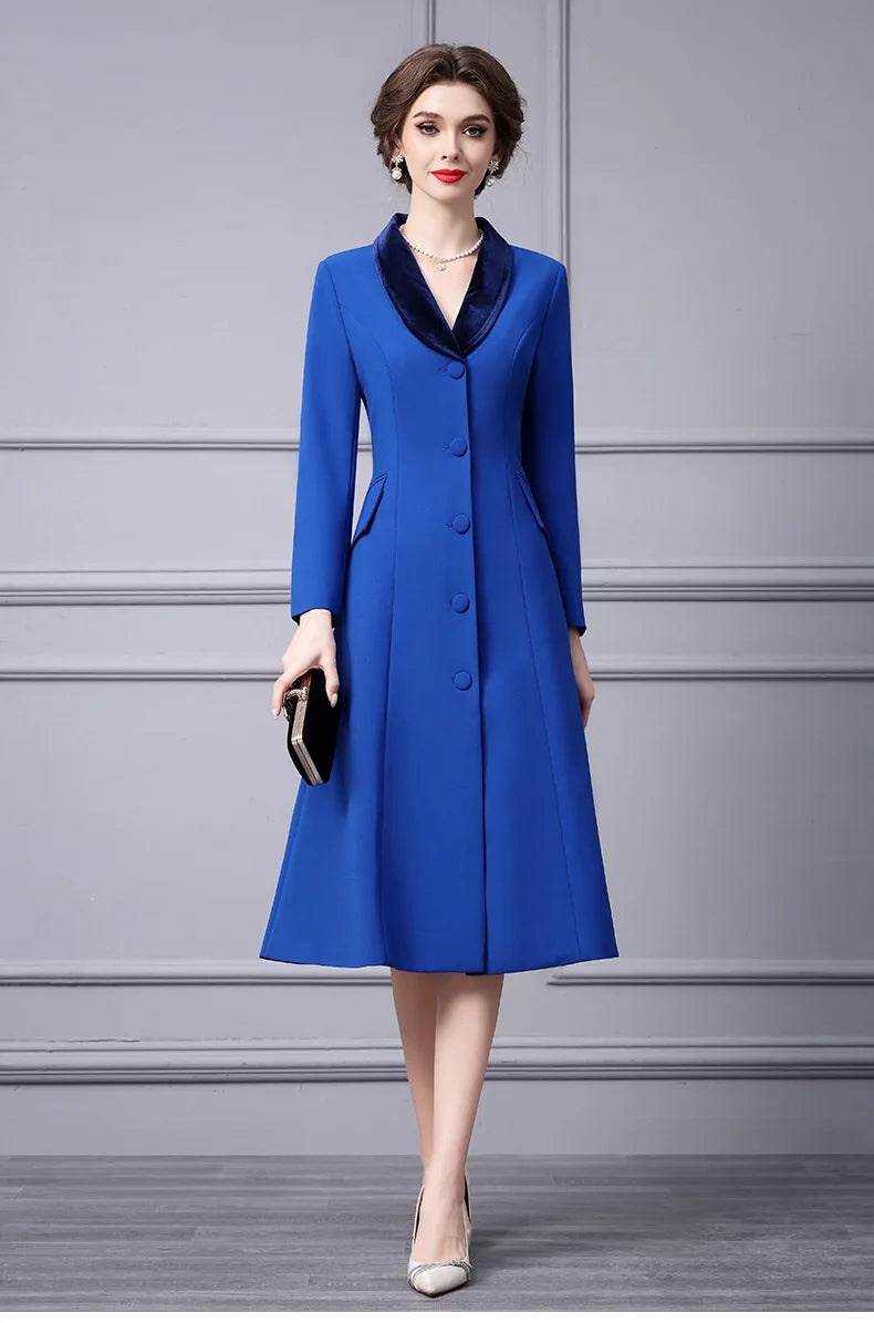 DRESS STYLE - NY3380-Midi Dress-onlinemarkat-Blue-S - US 4-onlinemarkat