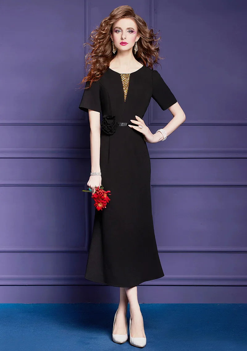 DRESS STYLE - SY768-Midi Dress-onlinemarkat-black-XS - US 2-onlinemarkat
