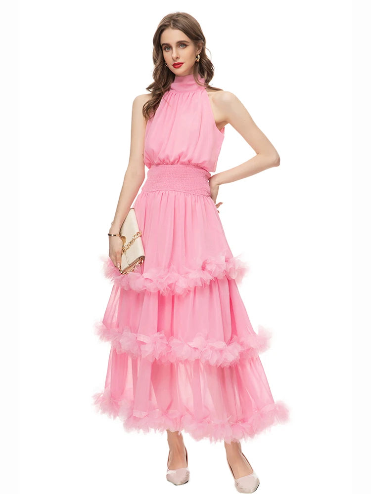 DRESS STYLE - SY445-Midi Dress-onlinemarkat-Pink-XS - US 2-onlinemarkat
