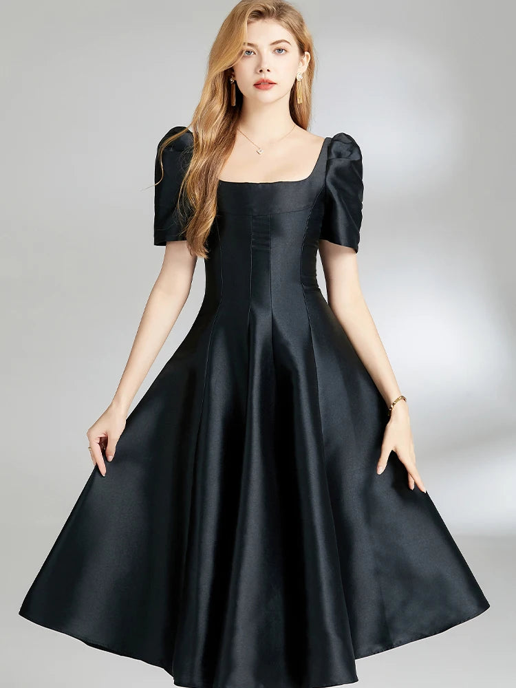 DRESS STYLE - SY681-Midi Dress-onlinemarkat-Black-XS - US 2-onlinemarkat